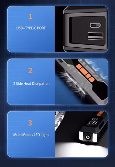 Bomba de pneus portátil para carro, inflador de pneus sem fio inteligente, recarregável por usb, 12v dc, bomba de ar elétrica digital com luz led forcar